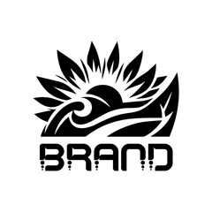 Abstract logo design featuring sun and wave elements for brand identity