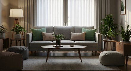 Warm and Inviting Living Room with Cozy Sofa