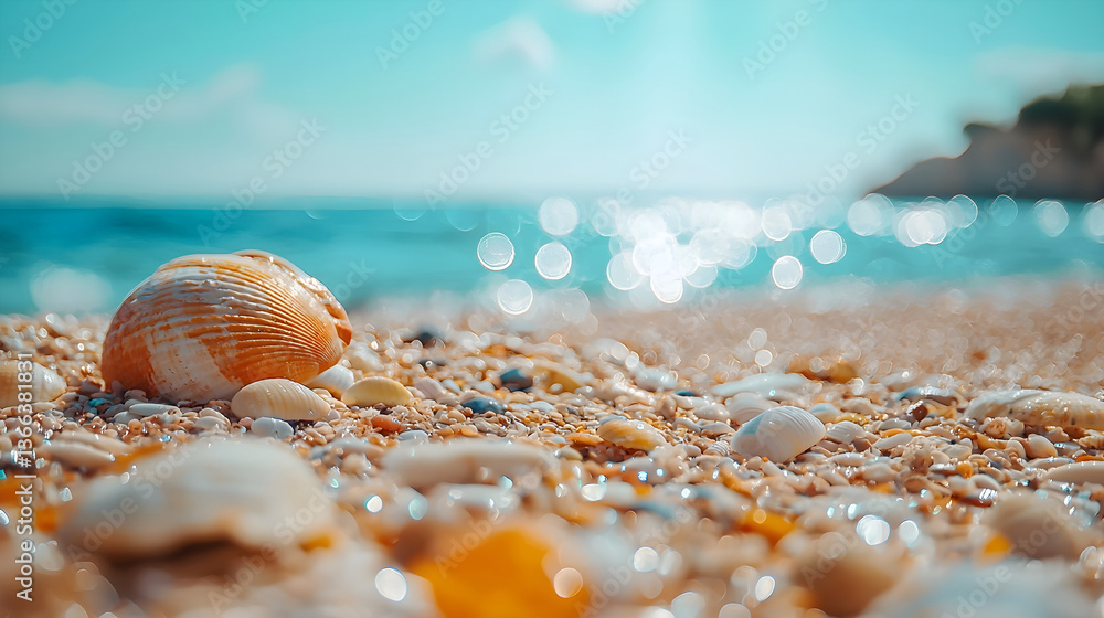 Aufkleber enjoying a sunny summer day at the beach with bright bokeh in the background. generative ai
