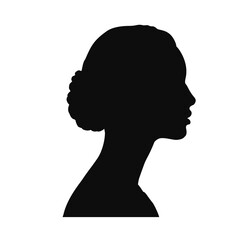 young woman profile silhouette, beautiful girl - vector illustration