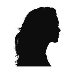 young woman profile silhouette, beautiful girl - vector illustration