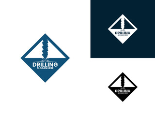 Drill emblem logo design. Mining Factory logo inspirations