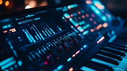 Fototapeta premium An AI powered system enhancing music composition by analyzing existing music trends, artist preferences, and emotional context to generate personalized music tracks