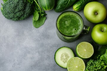 This detox drink is a healthy smoothie made with cucumber, broccoli, green apple, kale, and green grapes