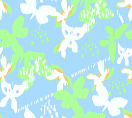 abstract Seamless floral pattern, with flowers on summer background, geometric template design for textiles, clothes, wallpaper	