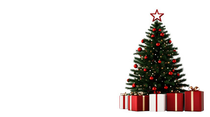 Festive Christmas Tree with Gifts, Celebration, cut out transparent