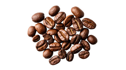 Naklejka premium Roasted coffee beans background. Isolated aroma, cut out transparent