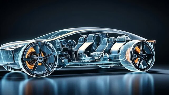 diagram of an electric car with its battery pack displayed in cross-section, featuring detailed annotations of cell structure and cooling mechanisms