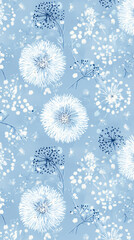 Blue fireworks burst seamless pattern abstract radial star shapes soft minimal background celebration texture festive repeat design light explosion circular form motion graphic sky element clean