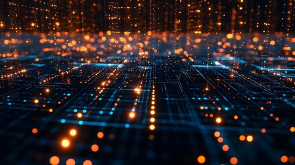 Fototapeta premium an abstract depiction of a digital data network, featuring glowing nodes and lines symbolizing interconnectedness