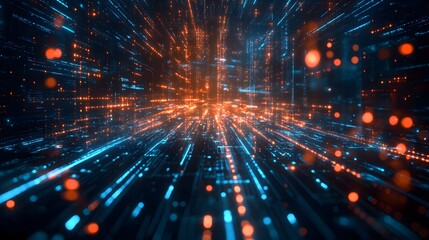 Fototapeta premium Digital realm of data points and connections, a visual representation of an advanced technological network