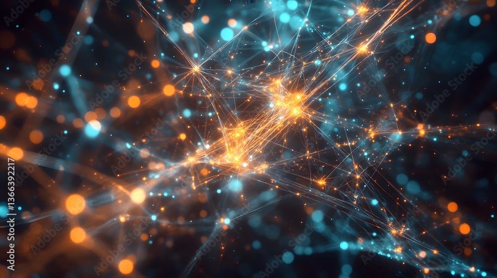 Poster an abstract depiction of interconnected points, possibly representing the neural network of human