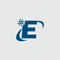 E tech logo design template, E tech logo, E technology vector