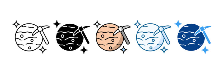 Space Mining Icon Set Multiple Style Collection