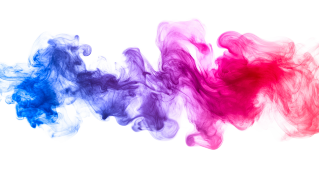 Colorful smoke effect with vibrant colors, artistic flow, cut out transparent