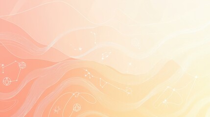 Abstract celestial background with flowing lines and constellations on peach gradient