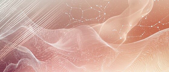 Abstract digital landscape with flowing lines and geometric patterns