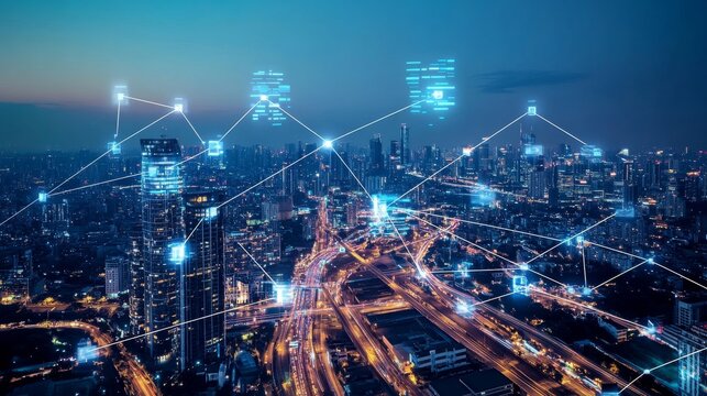 An AI powered system enhancing smart cities by analyzing data from infrastructure, traffic, and public services to improve urban planning and resource allocation