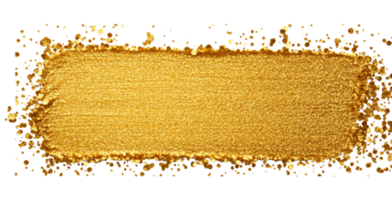 Gold glitter brush stroke with transparent background for design
