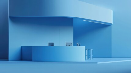 Modern Minimalist Blue Reception Desk Design