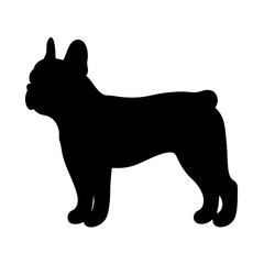 French Bulldog Silhouette: Striking silhouette of a French Bulldog, emphasizing the distinctive shape and breed characteristics, perfect for design projects.
