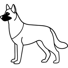 German Shepherd Line Art: A sleek line art rendering of a German Shepherd dog, poised and alert, a symbol of loyalty and strength.