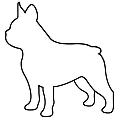 Dog Silhouette: A minimalist outline of a French Bulldog, capturing its iconic silhouette and playful charm.