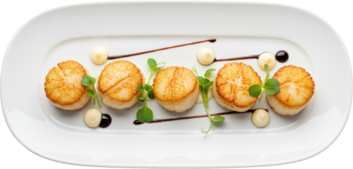 Gourmet Pan Seared Scallops Elegant Appetizer Fine Dining Dish Restaurant Food