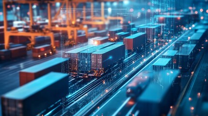 Obraz premium An AI powered system enhancing supply chain transparency by analyzing product origin data, supplier performance, and logistics to ensure ethical sourcing