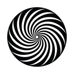 Hypnotic black and white circular spiral design illustration