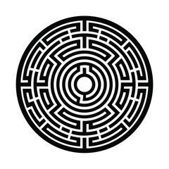 Circular maze labyrinth puzzle game illustration concept shows a 3d challenge to find the exit way