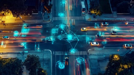 An AI powered system enhancing traffic safety by analyzing vehicle movements, road conditions, and driver behavior to predict accidents and improve road safety
