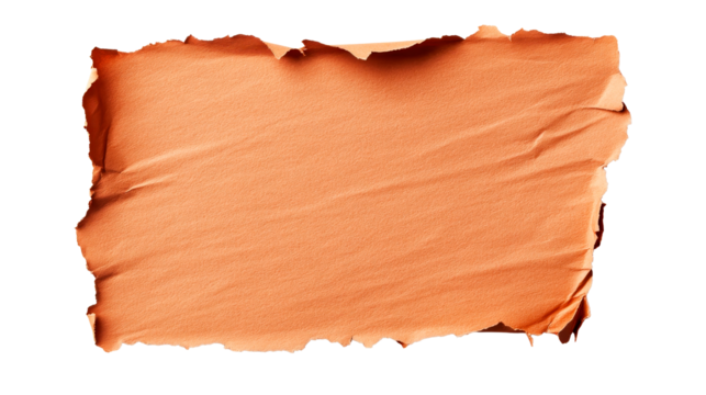 Peach torn paper sheet with rough edges, wrinkled, texture, cut out transparent - Powered by Adobe