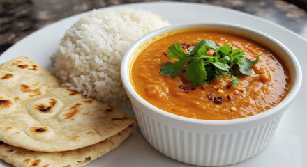Rich and Spicy Curry with Rice and Naan