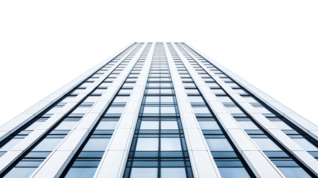 Minimalist Skyscraper Facade on Black Backdrop, cut out transparent