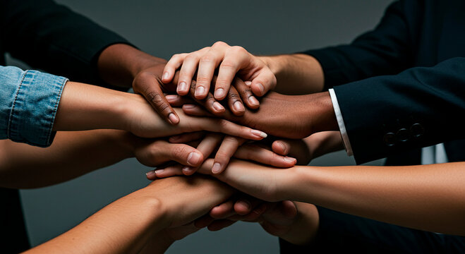 A bunch of hands on top of each other