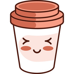 Kawaii Hot Coffee Cup Cartoon Illustration