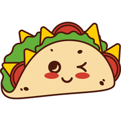 Kawaii Taco Cartoon Illustration