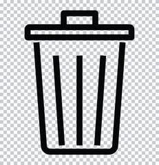 Dustbin Icon Vector - Trash Can & Delete Symbol for Apps, Websites & UI Design - Minimalist Waste Bin Clipart on Transparent Background.