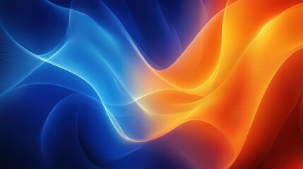 Obraz premium Dynamic abstract waves in blue and orange gradient for modern background design