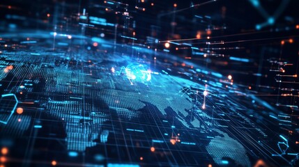 Fototapeta premium An AI powered system improving cybersecurity by analyzing network traffic, user behavior, and threat patterns to provide real-time threat detection and protection