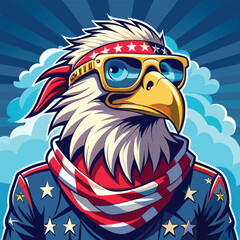 A cartoon eagle head vector illustration, a symbol of wild American freedom