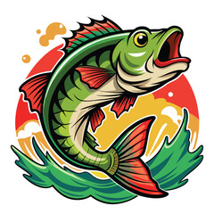 Cartoon vector illustration of a tribal fish design. Simple vector illustration of a fish in a marine style t-shirt design