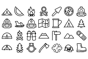 Fototapeta premium camping line icon set set of outline icons rel 