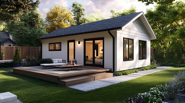 Modern forest pod minimalist backyard unit with designer interior picture