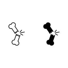 broken bone icon set, Fractured human bone. Crack or break color editable