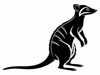 Meerkat vector silhouette standing on hind legs wild animal with long tail alert desert creature design

