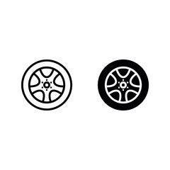 Car wheel icon set color editable
