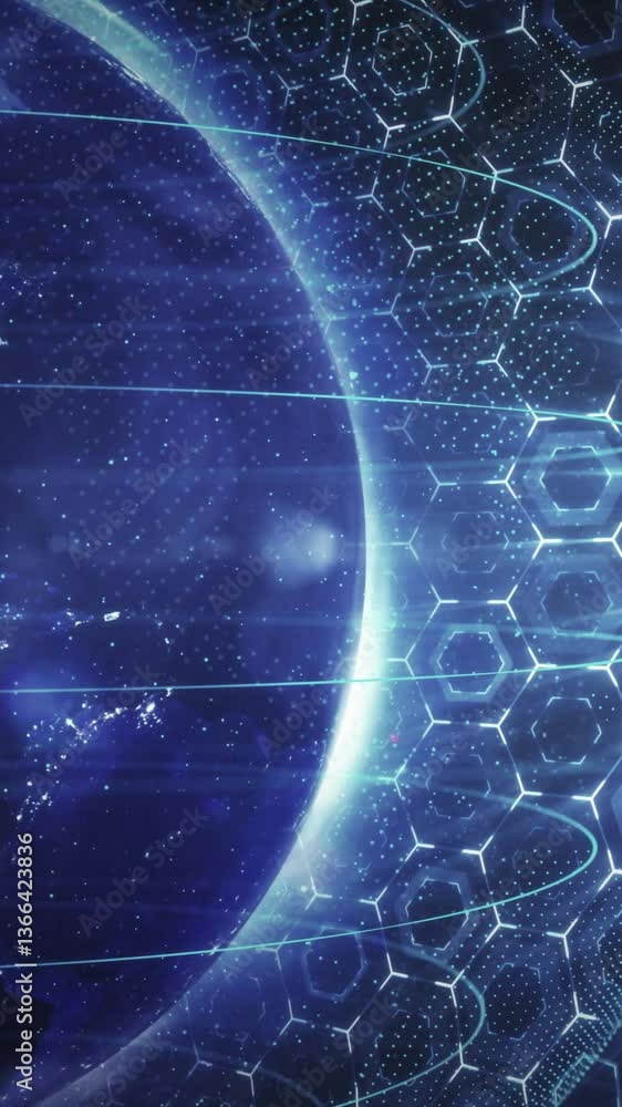 Poster planet earth in the abstract virtual space of modern technologies