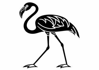 Obraz premium Stylized flamingo vector drawing exotic tropical bird with curved neck silhouette artistic concept